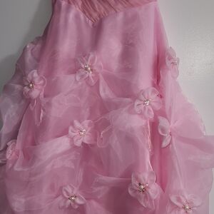 Pink Floral Strapless Dress